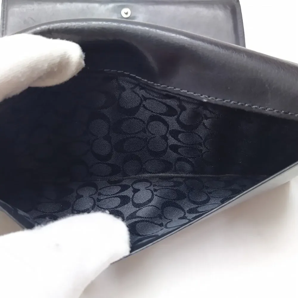 Coach Black Leather Credit Card ID Window Trifold Wallet